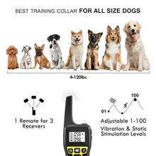 Cargar imagen en el visor de la galería, Collar Electrico Collar de entrenamiento para perros, 3 modo de uso, 1-100 niveles ajustables, IPX7 impermeable
